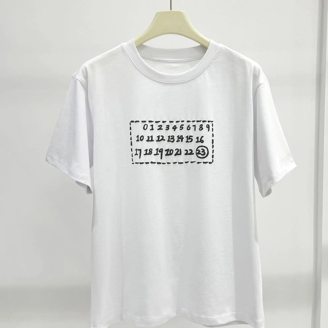 【主播推荐】女士经典百搭款数字发泡圆领T恤23506-1