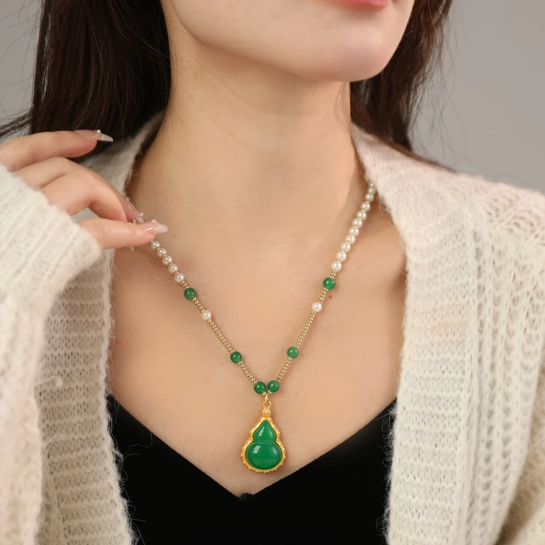国风琉璃葫芦珠珠项链复古气质新中式时尚坠链