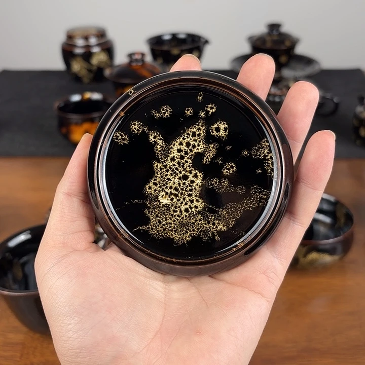 瓷洒彩鹧鸪斑扁平盖置