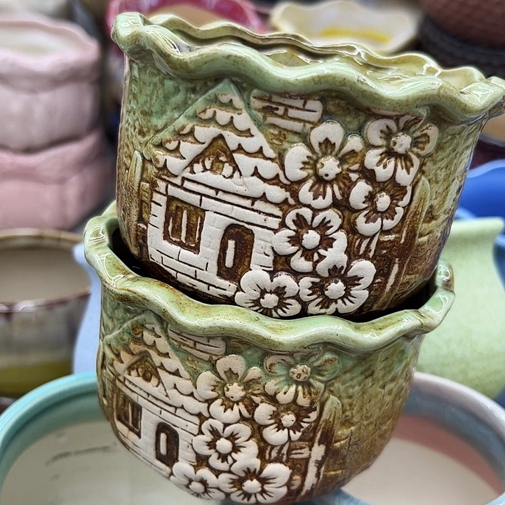 多肉绿植陶瓷花盆9.9包邮，有孔