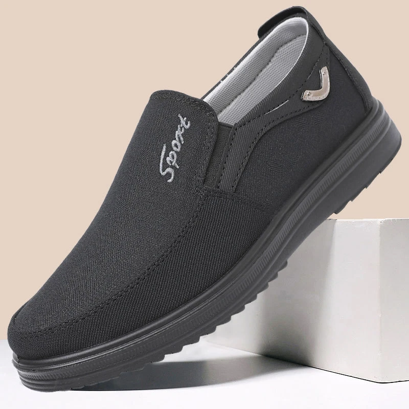 春夏老北京布鞋男士休闲单鞋一脚蹬爸爸鞋中老年透气舒适防臭布鞋