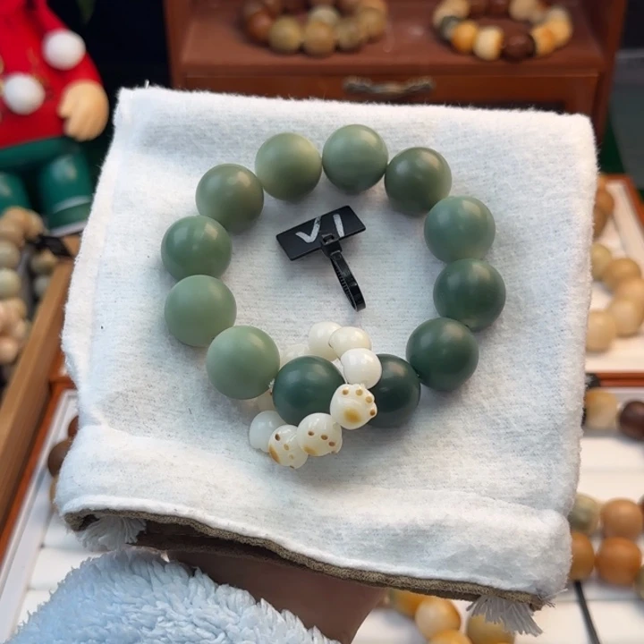 菩提根/象牙果手串晒****豆卡21圆珠绿色定制不退不换微1