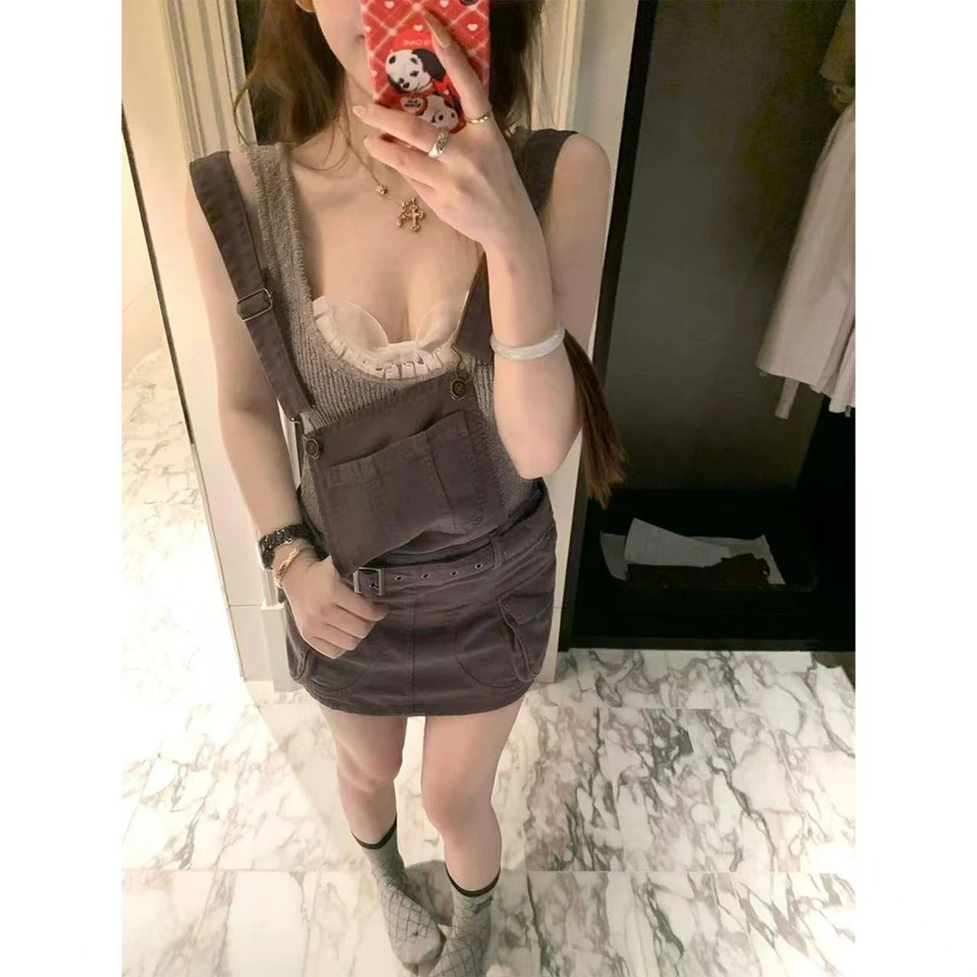 徐秋阳 邻家少女  百搭时尚休闲设计感显瘦显腿长背带裙N101