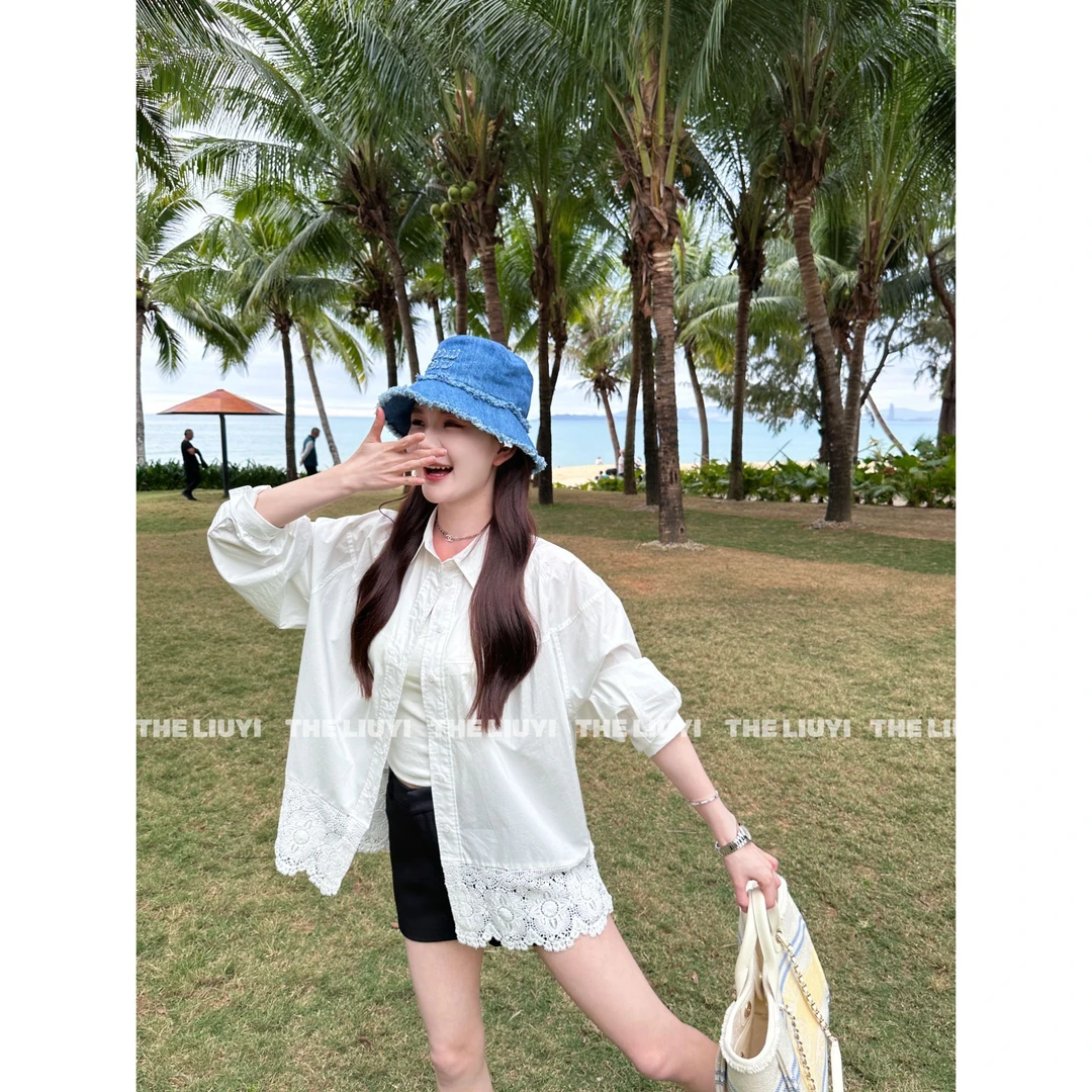【LIUYI】白开水~春夏重工花边衬衫51017