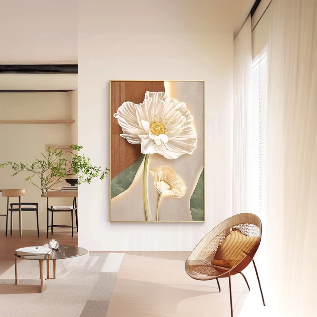 【画为峰】现代花卉客厅沙发背景墙装饰画高级玄关走廊过道挂画落地