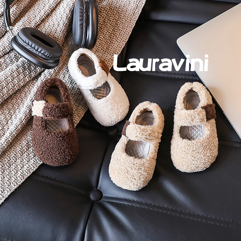 加厚保暖『复古双拼』儿童羔羔毛小瓢鞋冬季加绒男女童宝宝棉鞋