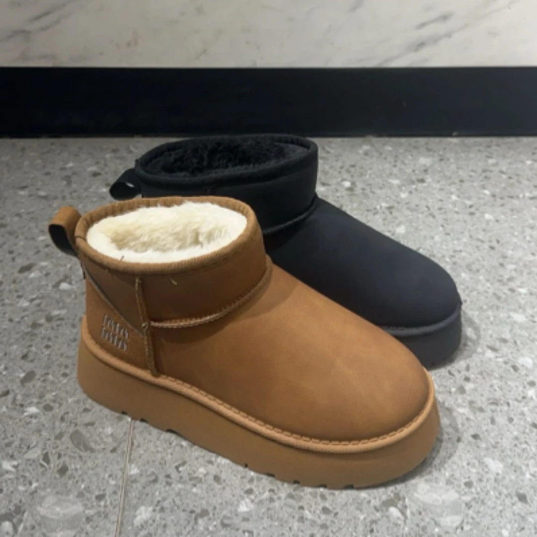 A22女款加绒雪地靴冬季厚底增高保暖百搭防水棉鞋