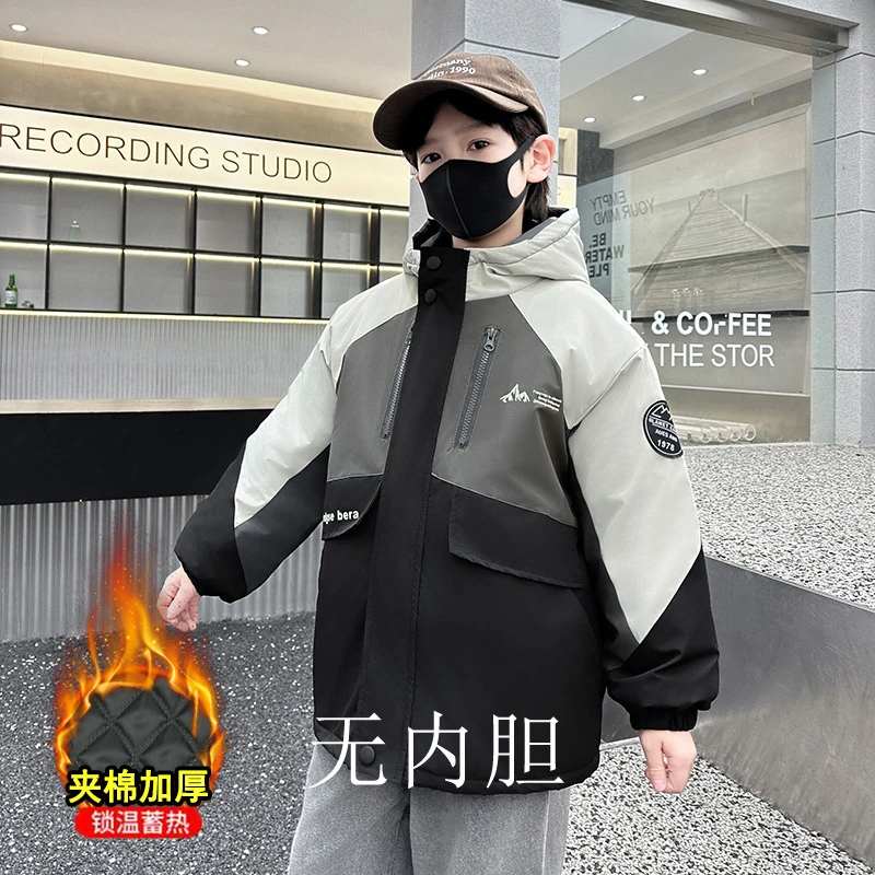 男童儿童防雨防风上衣户外冲锋衣上装中大童秋冬加厚加棉外套潮衣