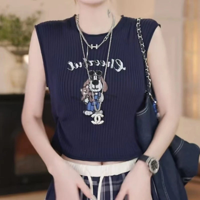 新款印花针织衫背心修身显瘦夏季新款上衣LK2505317