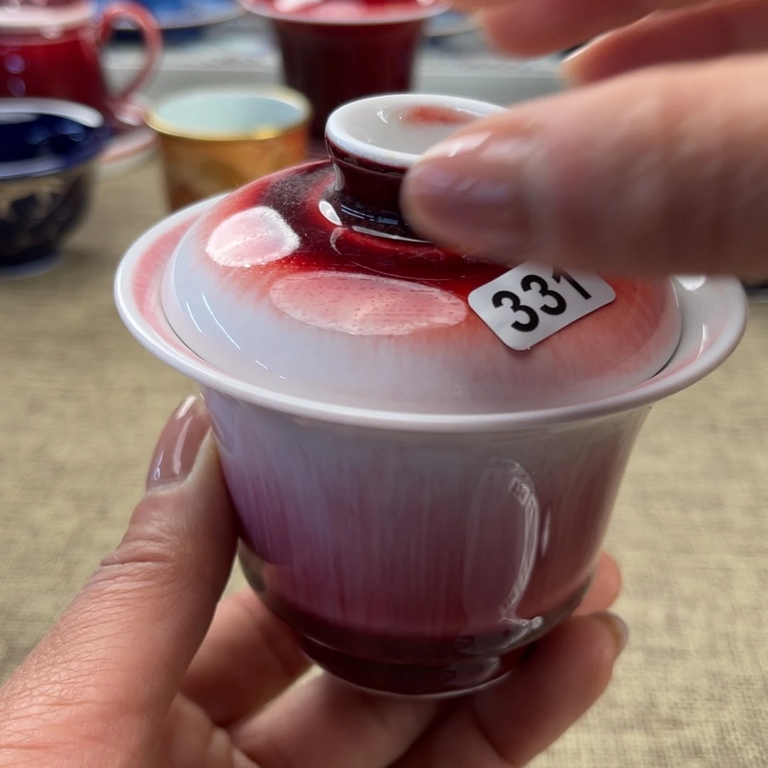 【闪购商品】硬质细瓷紫*?景德镇陶瓷盖碗微霞