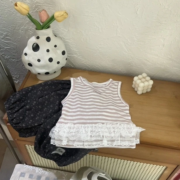 【Bao Bao】夏款女童纯棉拼纱背心8516