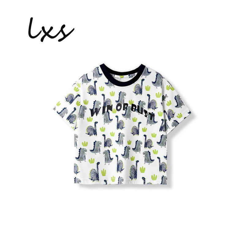 男童短袖T恤百搭卡通满印恐龙T恤C88303舅舅严选童装