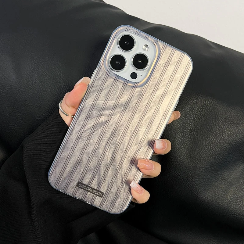 ins适用苹果16PROMAX时尚羽纱条纹15手机壳简约华为P60小众保护壳