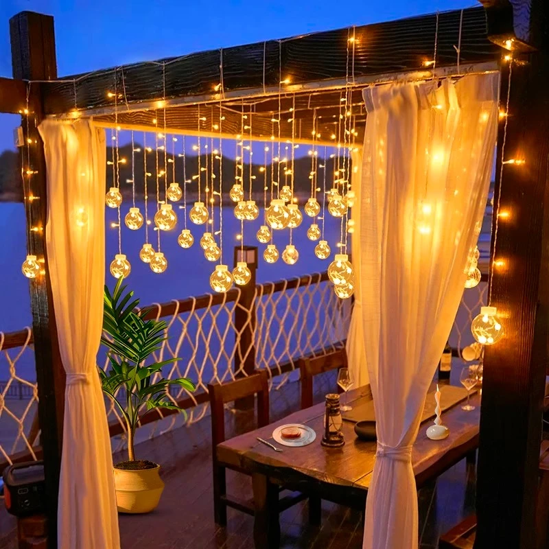 太阳能冰条灯许愿球窗帘灯户外庭院阳台装饰布置防水氛围灯彩灯串