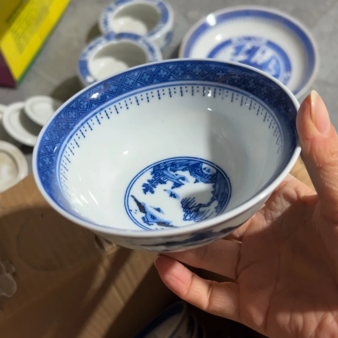 碗妮***n手绘4.5寸梧桐饭碗2个