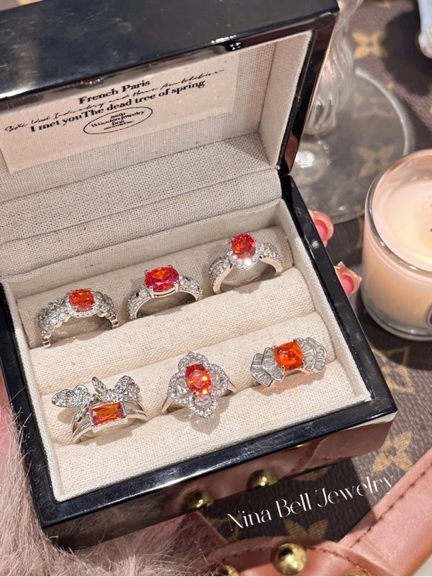 铜合金合成锆石戒指 芬达色复古vintage戒指