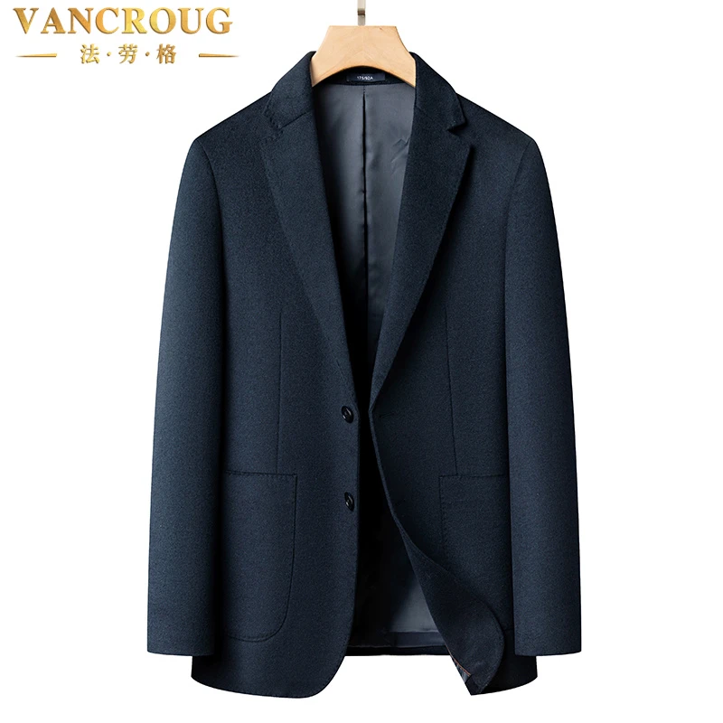 VANCROUG/法劳格西服男士秋冬高端轻奢商务休闲中年呢子单西外套