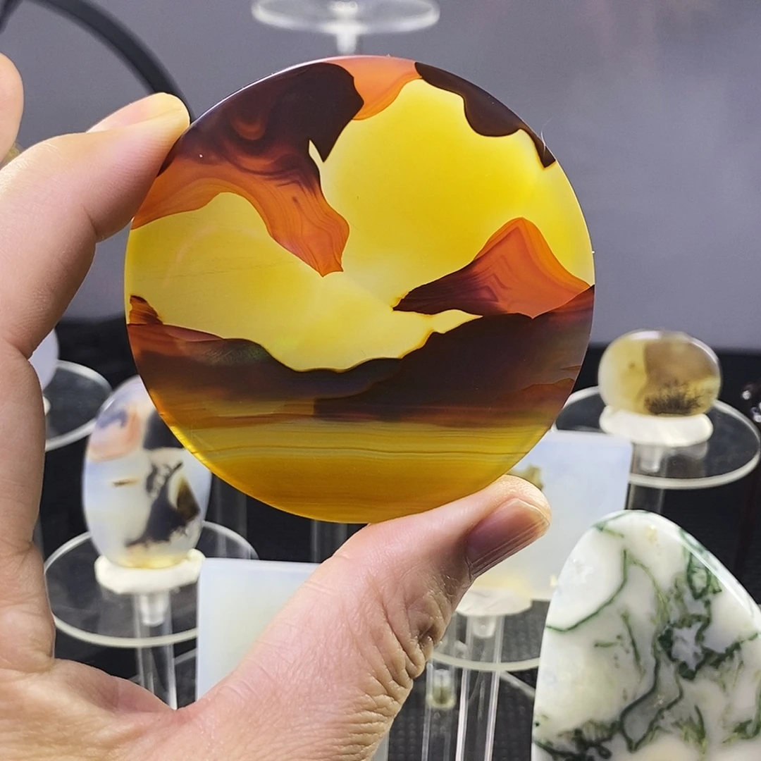 合成碳硅石非金属时尚图纹画面石饰品