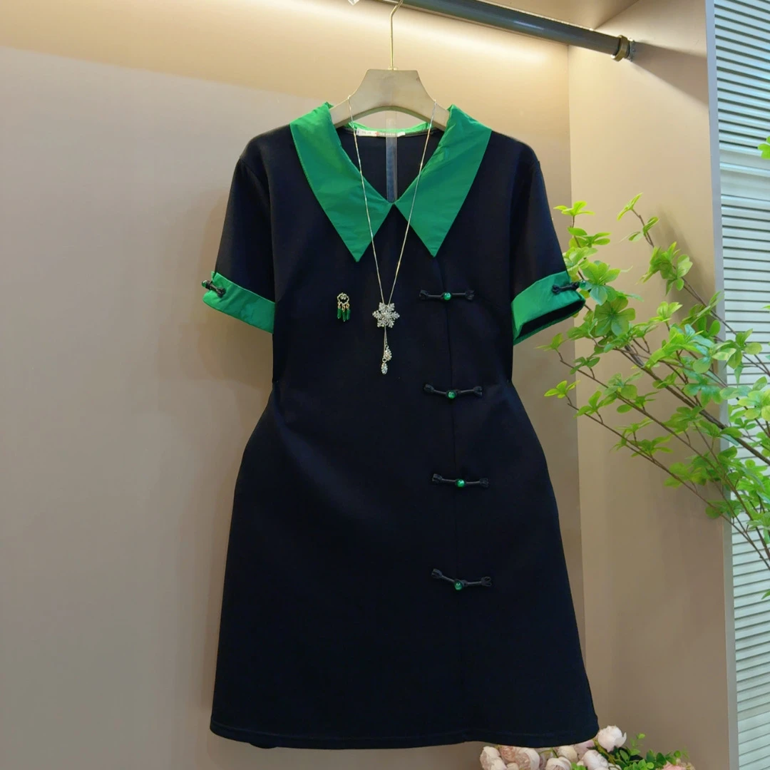 2025女装设计款显瘦气质时尚圆领休闲百搭国风连衣裙（长90左右）
