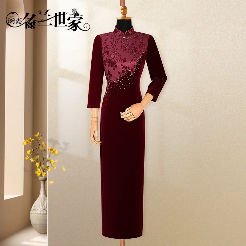 〖花辞〗名兰世家婚礼妈妈装高档礼服旗袍时尚立领盘扣MQP01C9810