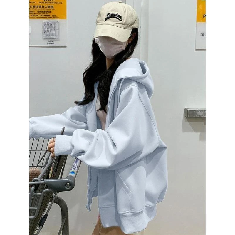 卫衣外套女春夏季薄款2025新款爆款韩系慵懒早秋开衫连帽休闲上衣