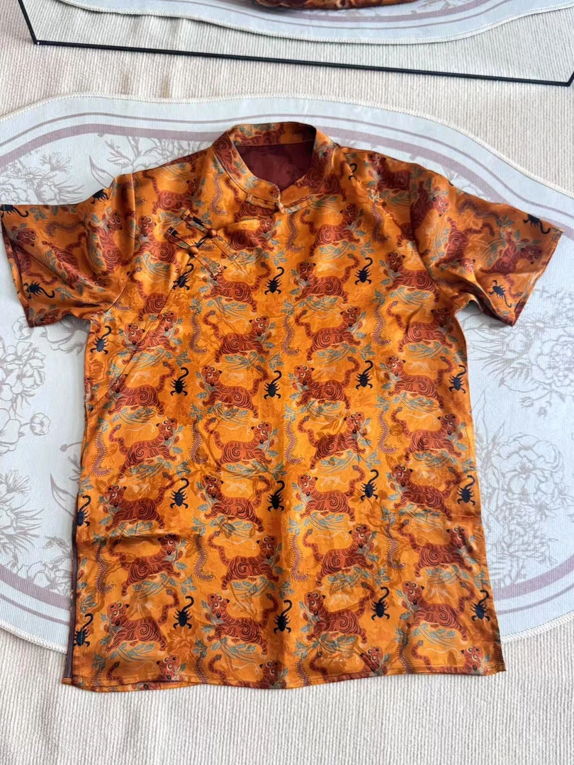 【虎镇五毒有袖奥黛】100桑蚕丝奥戴