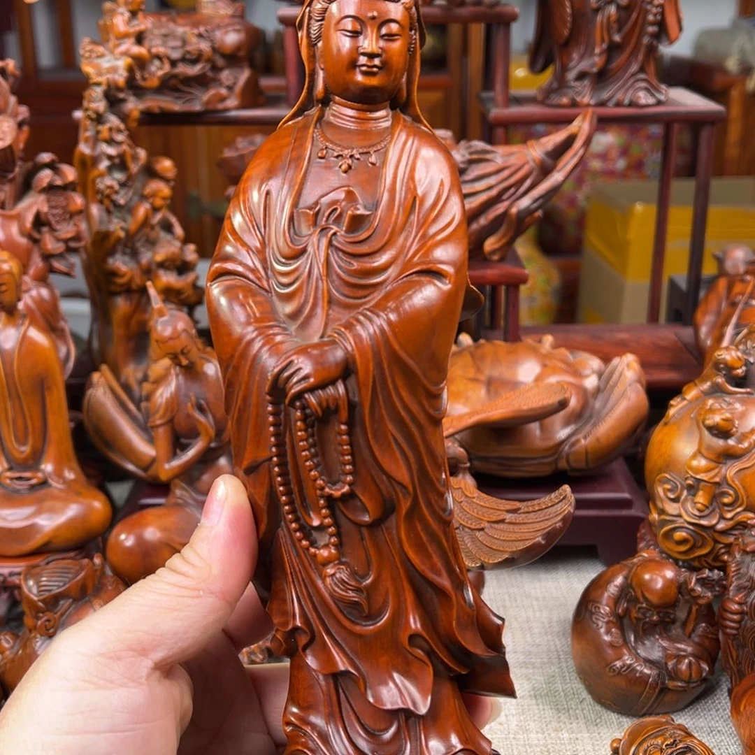 木黄杨木雕刻艺术 26高 8公分口径