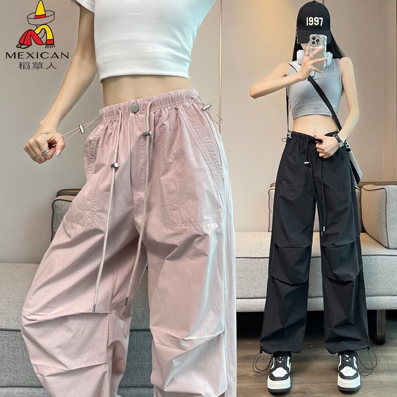 Mexican/稻草人冲锋裤女夏户外登山伞兵裤冰丝速干防晒运动工装裤