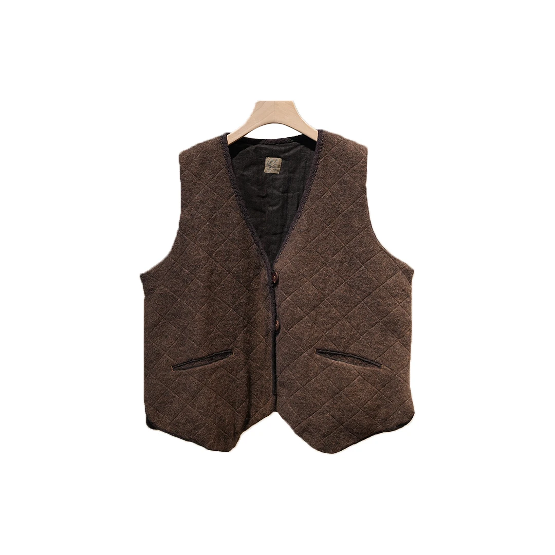 【7折款】 布衣分享Z21FW6010左岸迷香 复古做旧咖色【夹棉马甲】