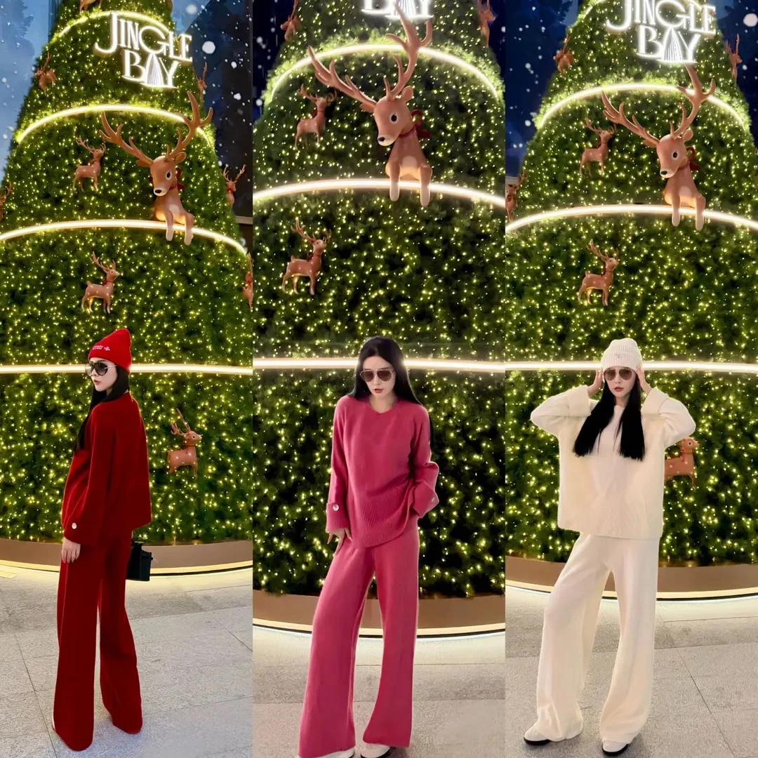 DL乐乐家【时尚绘章】冬季新款休闲显瘦简约仙女风百搭高级感套装女