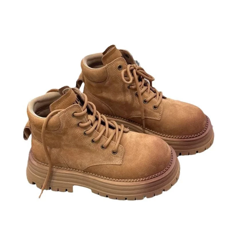 01-189纯色马丁靴女厚底增高舒适橡胶底不闷脚秋冬爆款