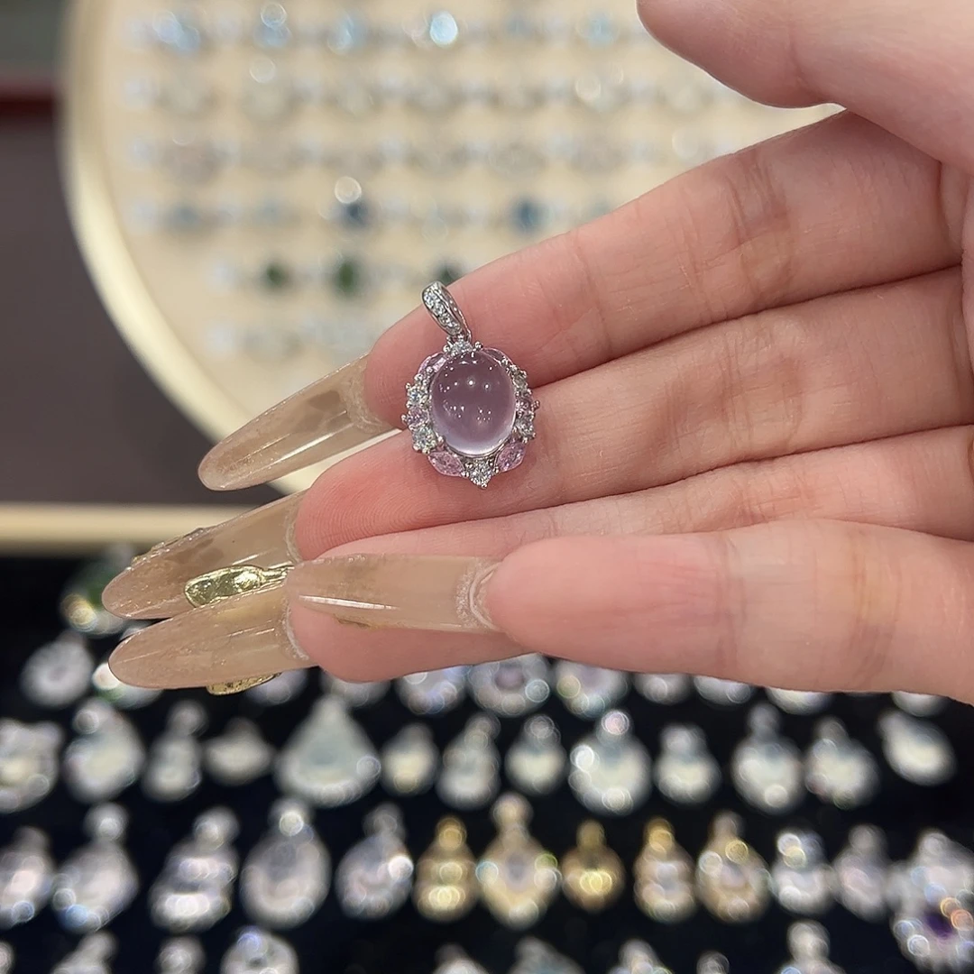 小***乖萤石颈饰银S925镶嵌