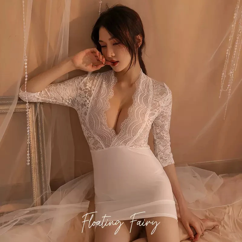 夜听香情性感蕾丝套装包臀裙制服诱惑透视夜店睡衣