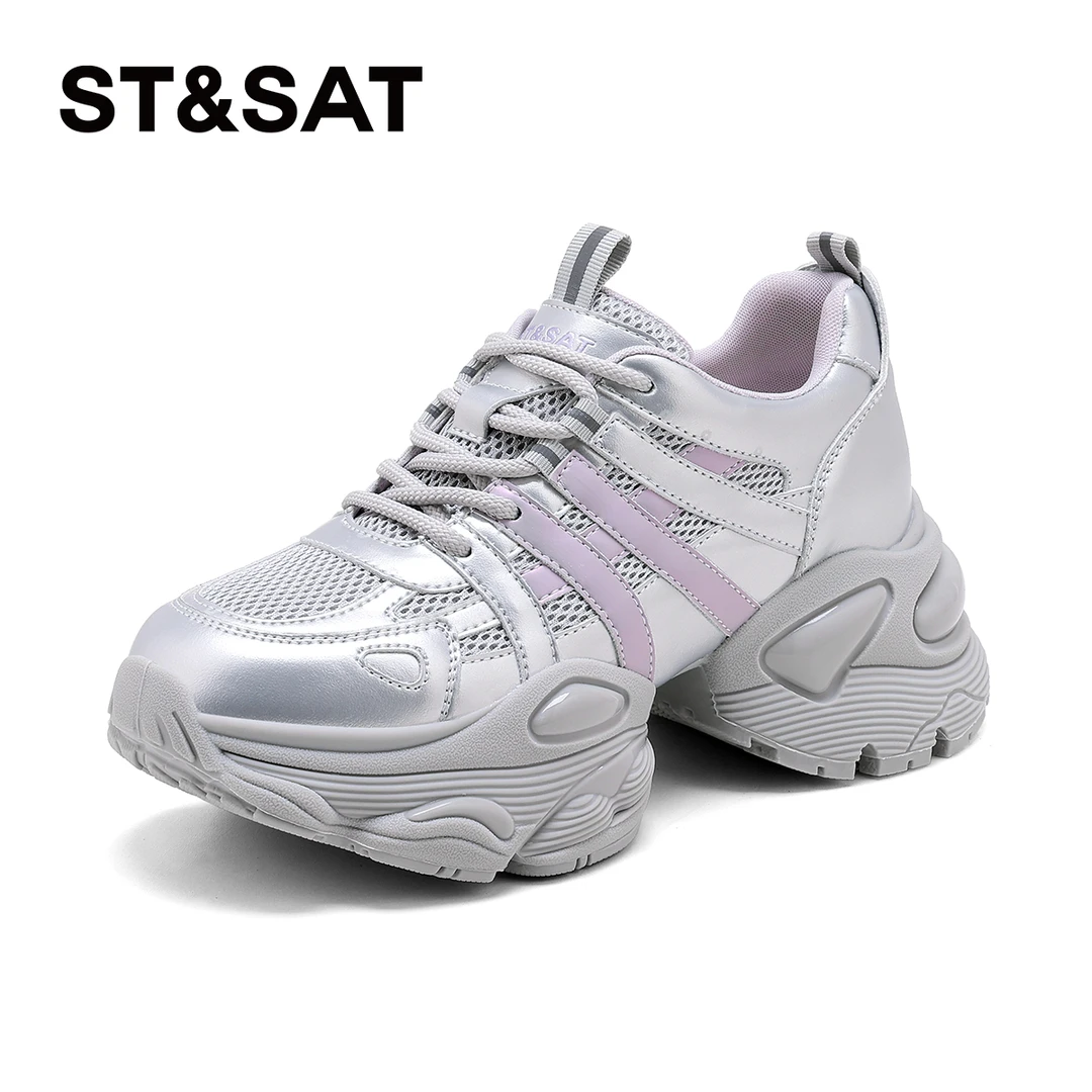 St&Sat/星期六增高厚底老爹鞋2025夏季新款网面透气鞋百搭女鞋