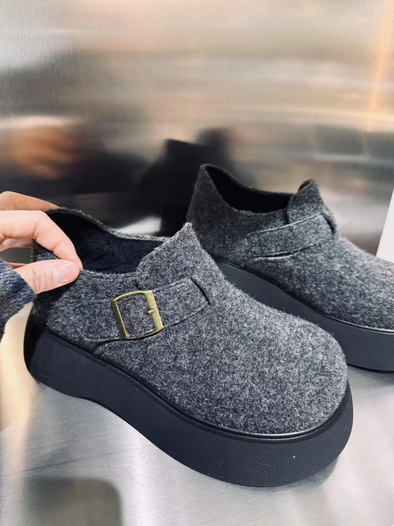 玛莎玛索MSMS878-7春季新款休闲潮流厚底毛呢勃肯鞋乐福鞋