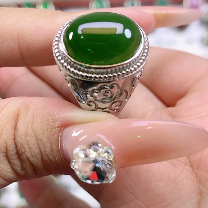 【闪购商品】银S925镶嵌戒指和田玉