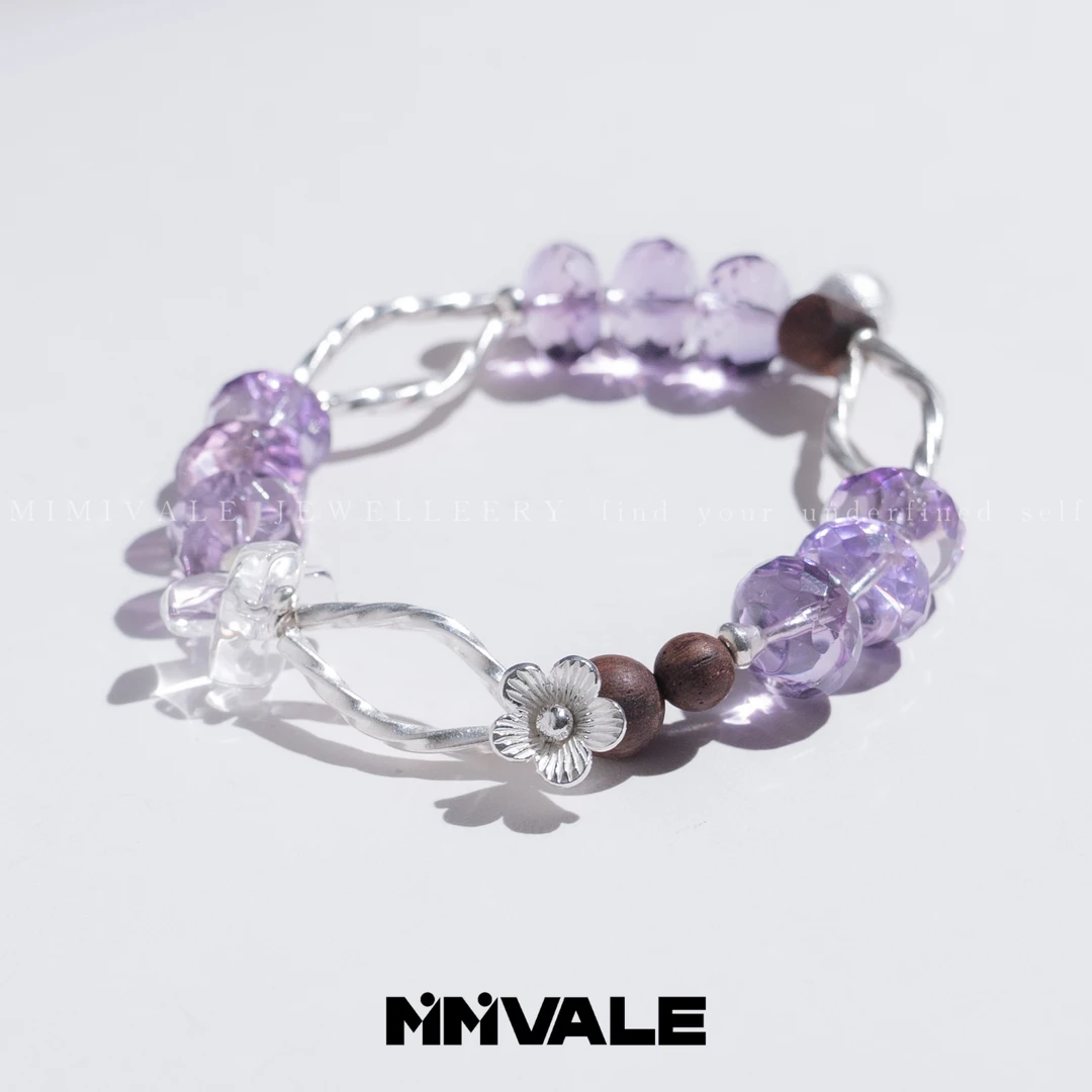 秘密山谷【海岸薰衣草】原创钻切玻利维亚紫水晶降真香手串MMSG8221