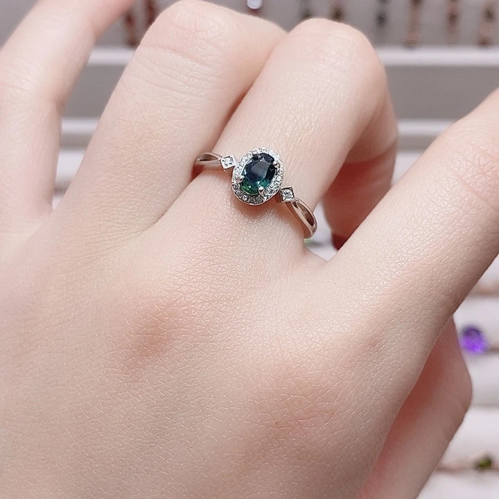 蓝宝石银S925镶嵌戒指戒指