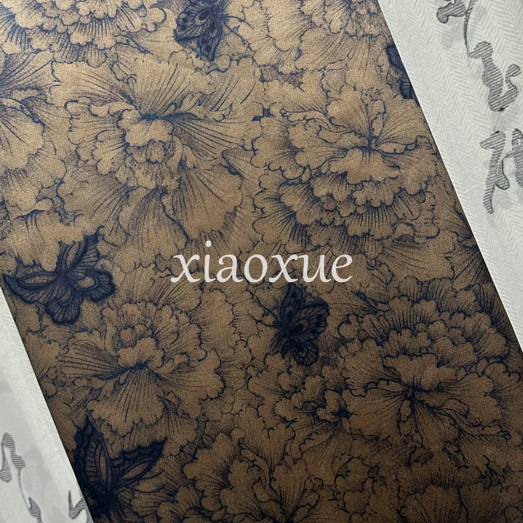 [布头皮子 - 青蝶] 香云纱 110门幅 50姆米 桑蚕丝 丝绸 重缎面料