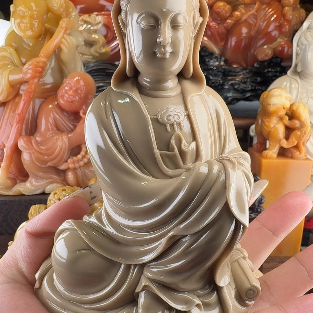 *****寿山石精品观音摆件