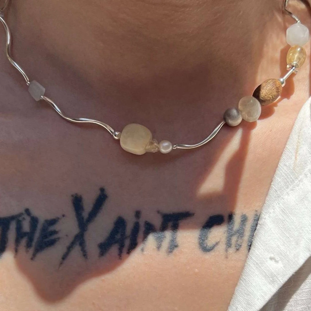 链子925银 采石studio|原创【黄油巧克力】黄水木质百搭简约项链