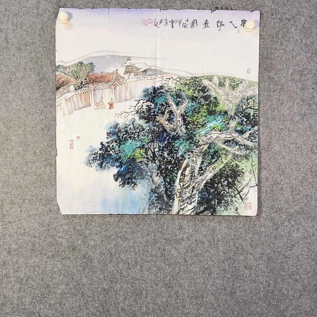 国画643 牡丹之花之叶的颜色与