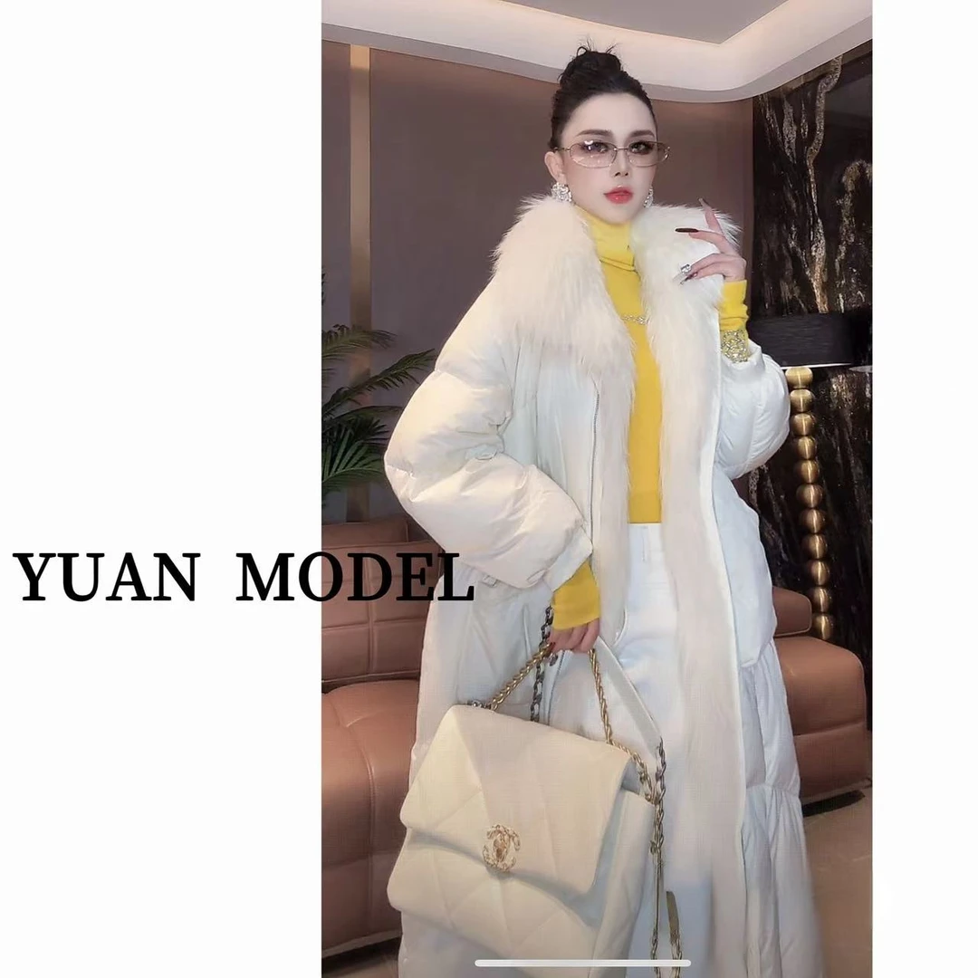 YUAN MODEL/-媛老板-时装大毛领气质长款保暖羽绒服外套 101930