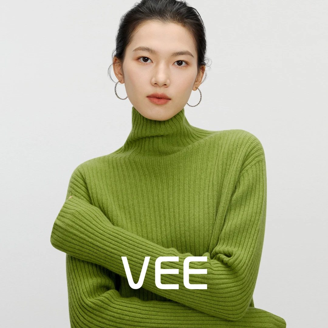 VEE【彩色星球】全羊毛高领宽松套头毛衣女秋冬新款内搭打底上衣