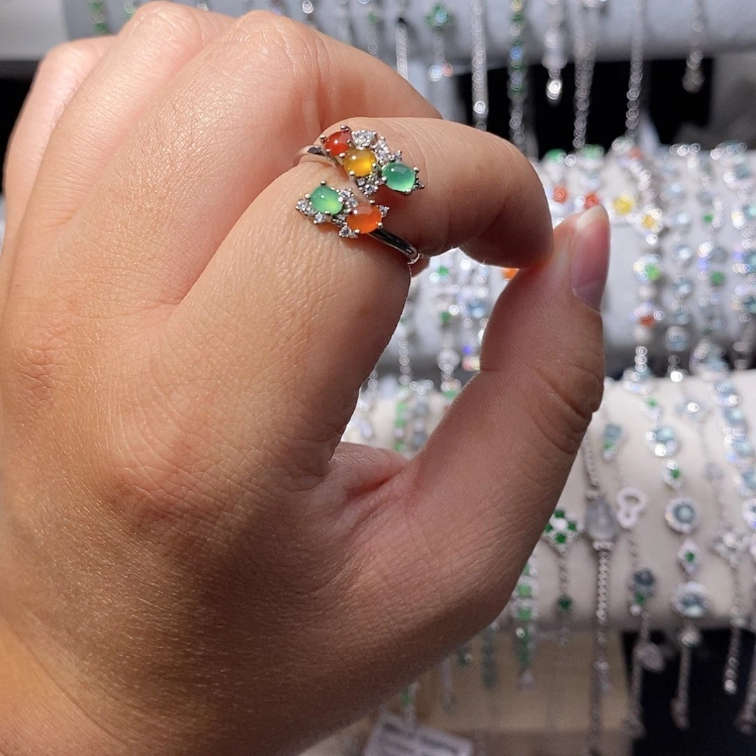 翡翠银S925镶嵌戒指