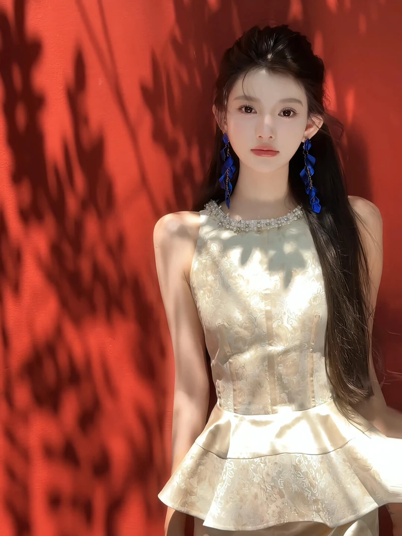 2025夏季新款新中式国风气质提花无袖背心显瘦气质性感高腰半身裙