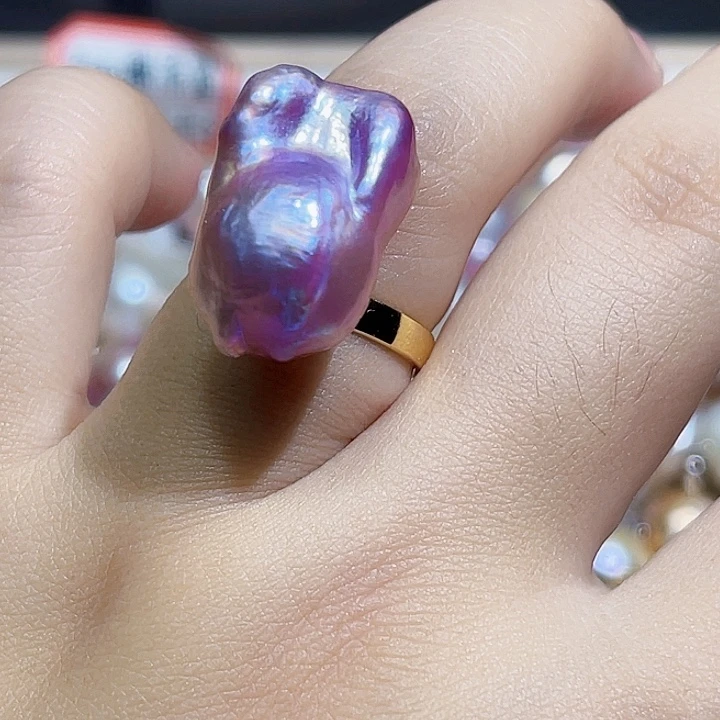 戒指银S925镶嵌淡水珍珠