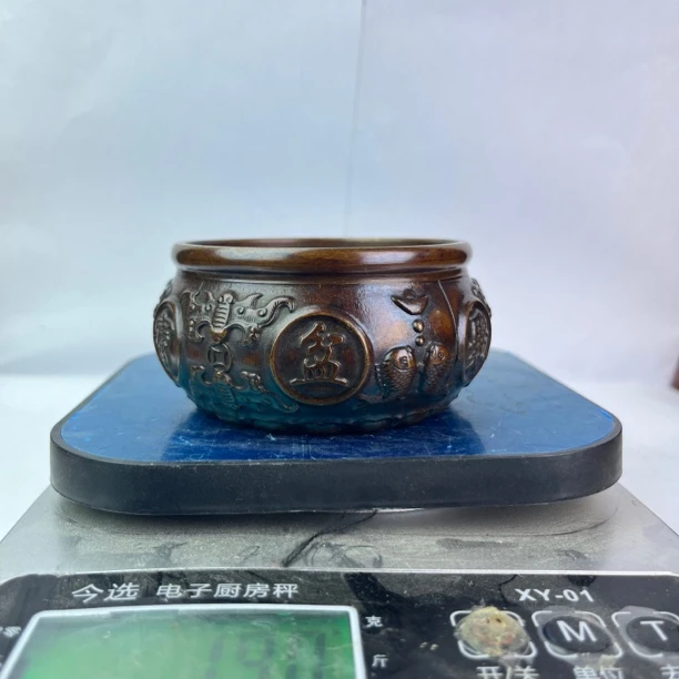 苏工纯铜五福聚宝盆做工精致造型精美寓意美好铜摆件设计两用铜器