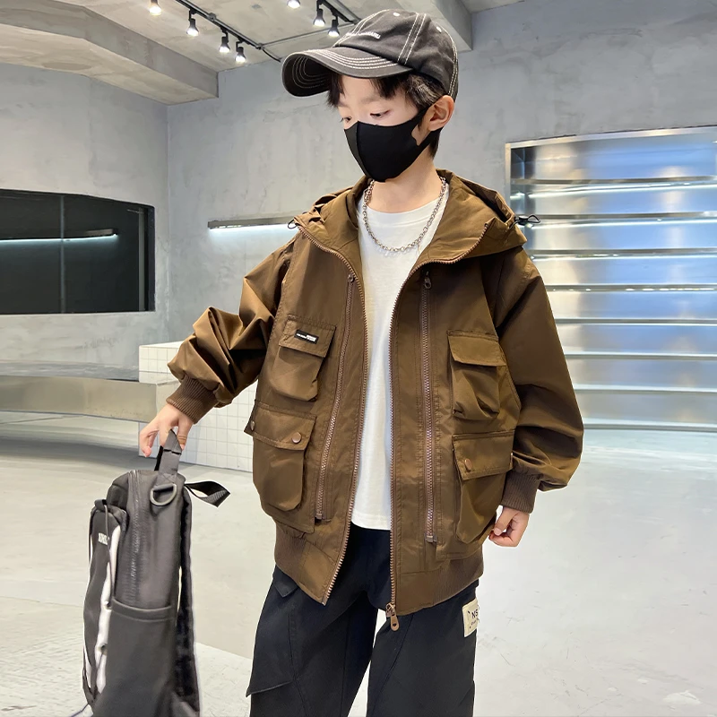 男童春装工装外套春秋款2025新款中大童春季冲锋衣男孩早春衣服潮