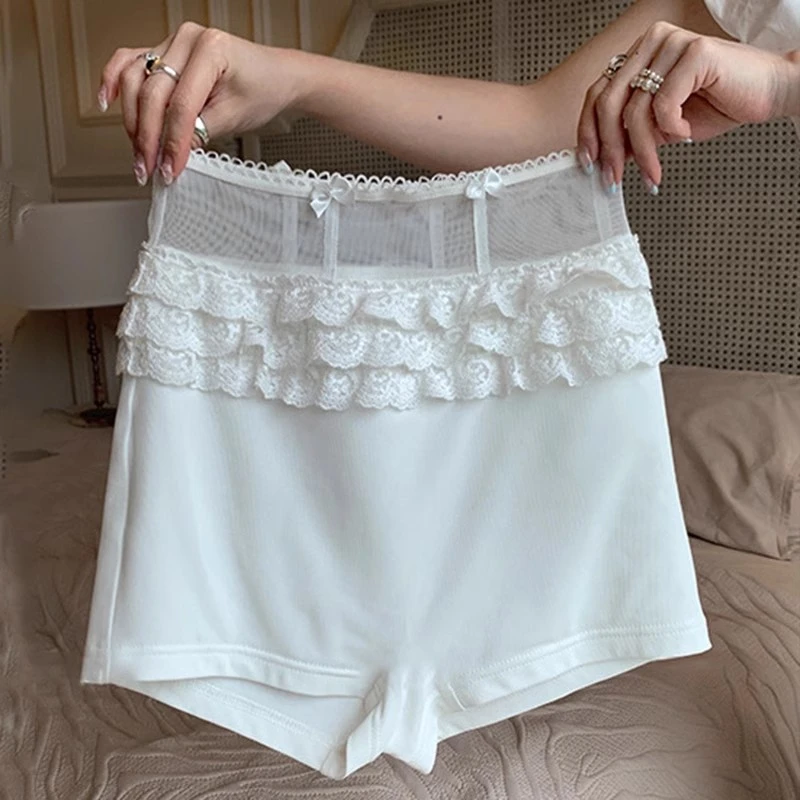 （1205）纯欲蕾丝拼接蝴蝶结防走光安全裤女新款辣妹性感打底叠穿